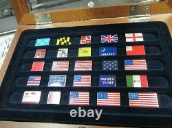 Franklin Mint The Flags of Liberty Enamel Sterling Silver 25 Flag Set &Box Coa's