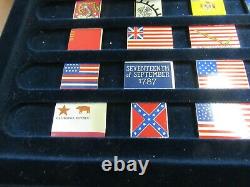 Franklin Mint The Flags of Liberty Enamel Sterling Silver 25 Flag Set &Box Coa's