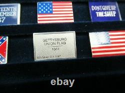 Franklin Mint The Flags of Liberty Enamel Sterling Silver 25 Flag Set &Box Coa's