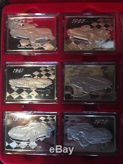 Franklin Mint The Greatest Corvettes Silver Proof Ingot Collection Set of 12 NIB
