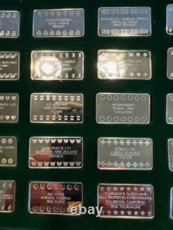 Franklin Mint The Silver Gem Ingots of The World 30 Ingot Set with Box