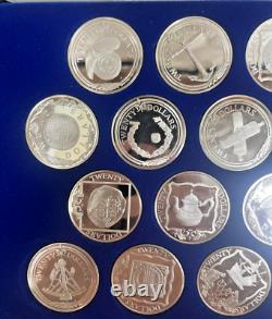 Franklin Mint Treasure Coins of the Caribbean 25 Coin Set Sterling Silver Proofs