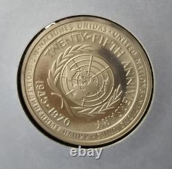 Franklin Mint United Nations 25th Anniversary Sterling Silver Proof Medal 0.925