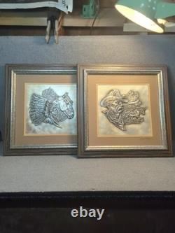 Franklin Mint Westerners Silver Sculptures by Gordon Phillips 1976 Set of 2 Vtg