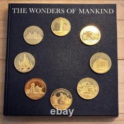 Franklin Mint Wonders of Mankind Complete Set 24k Gold Plated Sterling Silver