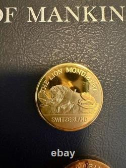 Franklin Mint Wonders of Mankind Complete Set 24k Gold Plated Sterling Silver