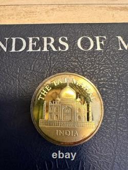 Franklin Mint Wonders of Mankind Complete Set 24k Gold Plated Sterling Silver