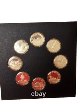 Franklin Mint Wonders of Mankind Sterling Silver Medals Complete Set 25 ozt