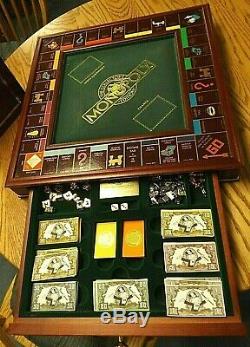 Franklin Mint Wooden Monopoly Game Silver Houses Gold Hotels Gold Tokens