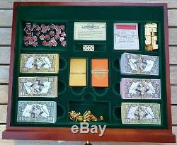 Franklin Mint Wooden Monopoly Game Silver Houses Gold Hotels Gold Tokens, Euc