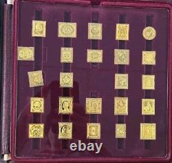 Franklin Mint World's First Stamps Gold on Sterling Silver 73 Ingots Set + COA