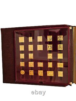 Franklin Mint World's First Stamps Gold on Sterling Silver 73 Ingots Set COA