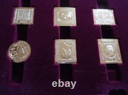 Franklin Mint Worlds First Stamps Gold Plated Sterling Silver 24 x Stamp Ingots
