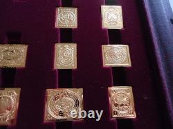 Franklin Mint Worlds First Stamps Gold Plated Sterling Silver 24 x Stamp Ingots