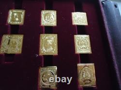 Franklin Mint Worlds First Stamps Gold Plated Sterling Silver 24 x Stamp Ingots