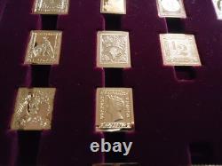 Franklin Mint Worlds First Stamps Gold Plated Sterling Silver 24 x Stamp Ingots