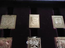 Franklin Mint Worlds First Stamps Gold Plated Sterling Silver 24 x Stamp Ingots
