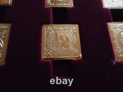 Franklin Mint Worlds First Stamps Gold Plated Sterling Silver 24 x Stamp Ingots