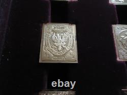 Franklin Mint Worlds First Stamps Gold Plated Sterling Silver 24 x Stamp Ingots