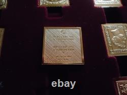 Franklin Mint Worlds First Stamps Gold Plated Sterling Silver 24 x Stamp Ingots