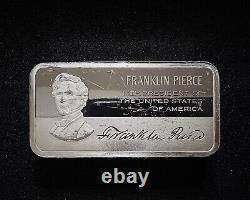 Franklin Pierce 14th President. 925 Fine SILVER Bar (9.75 oz ASW)