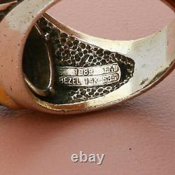 Franklin mint sterling silver & 14k gold mens vintage onyx signet ring size 9