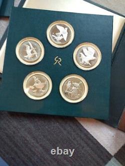 Full Boxed Set Of 25, 1971 Franklin Mint Roberts Birds Sterling Silver
