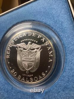 GEM PROOF PANAMA 1971 Twenty Balboas 129 gr, 925 SILVER, COA, ORIGINAL PACKAGE