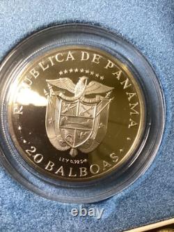 GEM PROOF PANAMA 1971 Twenty Balboas 129 gr, 925 SILVER, COA, ORIGINAL PACKAGE