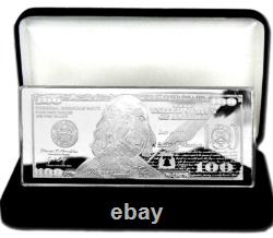 GIFT 1 -2025-4oz Silver Proof Ben Franklin $100 BILL BAR+AT HLDR+BLUE V CS+COA