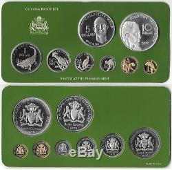 GUYANA Proof Set 1979 Franklin Mint With Silver $5 and $10 Dollars + COA B7
