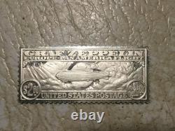 Graf Zeppelin Us Stamp $2.60 Europe Pan America Flight 925 Silver Ingot Gr 16.71