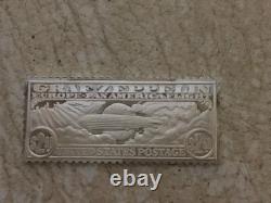 Graf Zeppelin Us Stamp $2.60 Europe Pan America Flight 925 Silver Ingot Gr 16.71