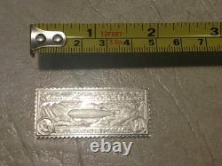 Graf Zeppelin Us Stamp $2.60 Europe Pan America Flight 925 Silver Ingot Gr 16.71