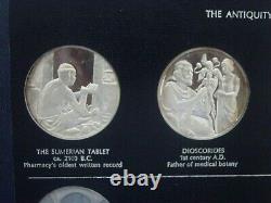 HISTORY OF PHARMACY SILVER PROOF MEDALS, Franklin Mint, 1970-72