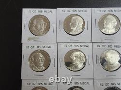 Half Ounce. 925 SILVER ROUNDs SILVER Medal Historic USA Figures 16 Total