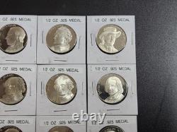 Half Ounce. 925 SILVER ROUNDs SILVER Medal Historic USA Figures 16 Total