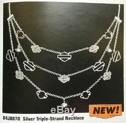 Harley-Davidson Ladies' Silver Triple-Strand Necklace from Franklin Mint D4J8870