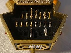 House of Faberge Imperial Jeweled Egg Chess Set Gold Silver Pieces Franklin Mint