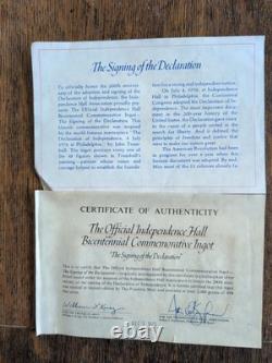 Independence Hall Bicentennial Commemorative 2000grains. 999 silver Ingot