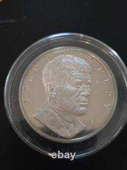JOHN F. KENNEDY Medallion Franklin Mint 1000 Grains Sterling Silver In Capsule