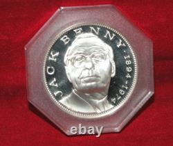 Jack Benny Comedian Musician Franklin Mint 925 Silver art bar round-SEALED NICE