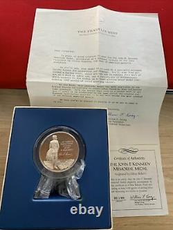 John F. Kennedy The Franklin Mint Sterling Silver Medal Set COA And Stand