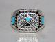Large Silver 925 Turquoise Franklin Mint Native American Eagle Ring Z Z1/2 12½