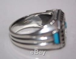 LARGE Silver 925 Turquoise FRANKLIN MINT Native American Eagle Ring Z Z1/2 12½