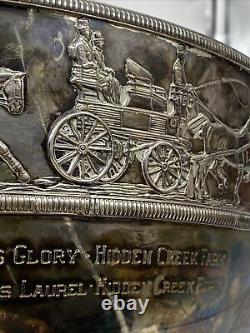 Large Silver Plated Franklin Mint Equestrian Presentation Bowl
