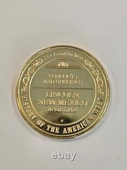 Lincoln County War New Mexico 24K Gold On Solid Sterling 1977 Medal