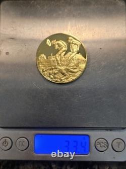 Lincoln County War New Mexico 24K Gold On Solid Sterling 1977 Medal