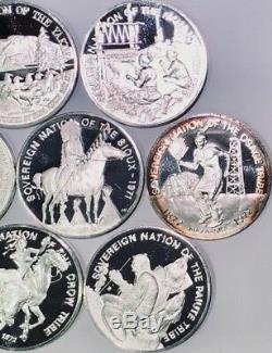 Lot 10 1971-1976 Franklin Mint's Indian Tribes Proof Silver EXTREMELY RARE. 999