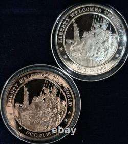 Lot (1) Sterling. 925 Silver & (1) Bronze Franklin Mint Hist of US 1886 See Desc